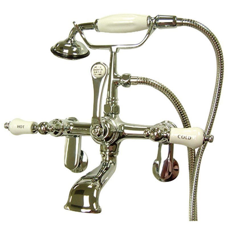 KINGSTON BRASS CC54T1 VINTAGE WALL MOUNT TUB FILLER WITH ADJUSTABLE CENTERS WITH HAND SHOWER IN POLISHED CHROME