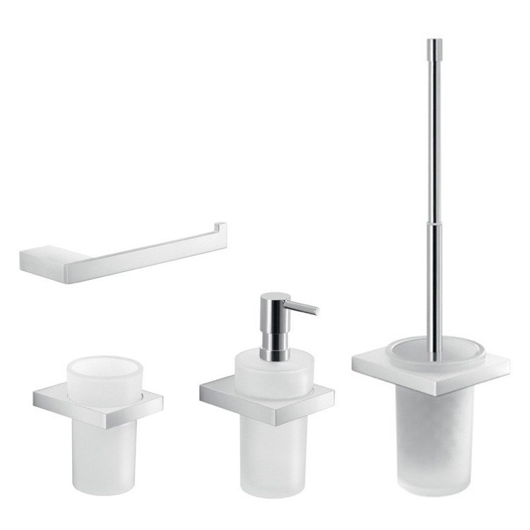 GEDY LZ124 LANZAROTE WALL MOUNTED 4 PIECE CHROME ACCESSORY SET