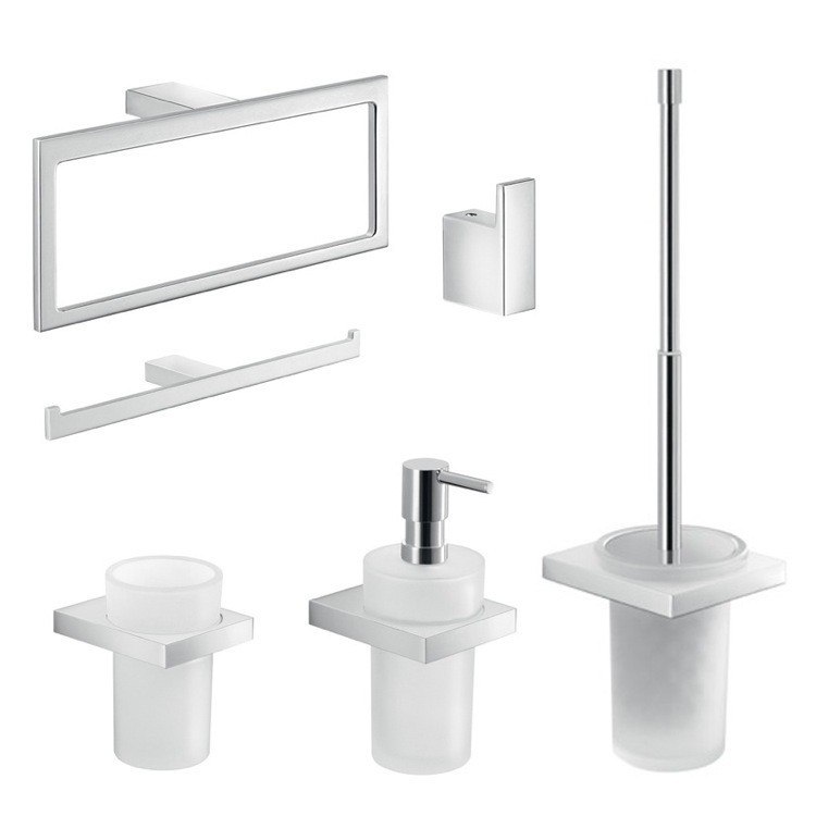 GEDY LZ1426 LANZAROTE CHROME 6 PIECE WALL MOUNTED ACCESSORY SET