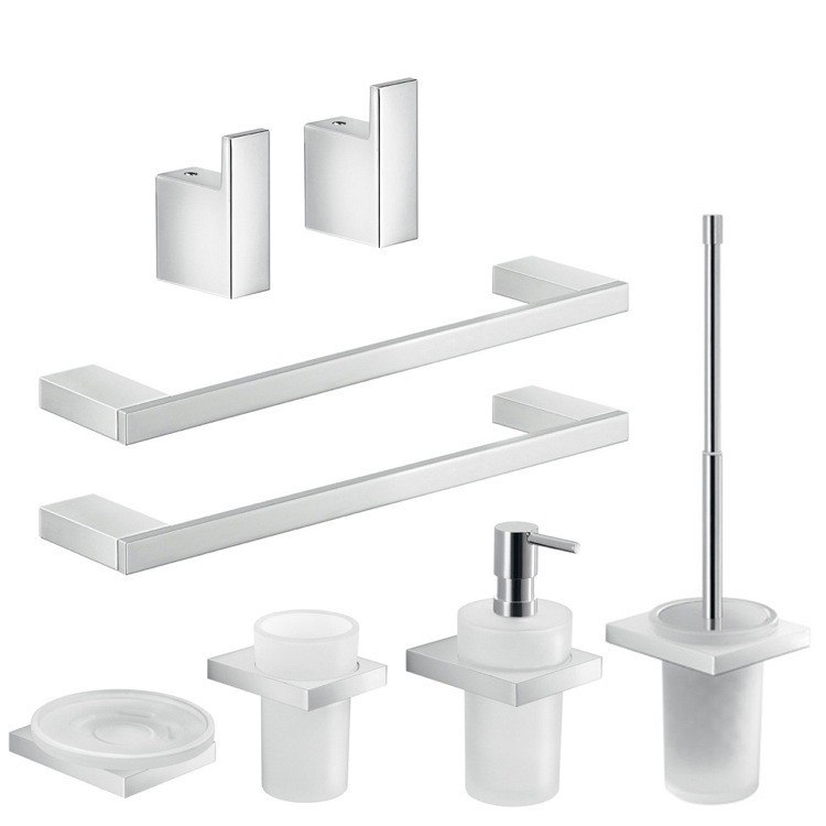 GEDY LZ1800 LANZAROTE 8 PIECE CHROME WALL MOUNTED ACCESSORY SET