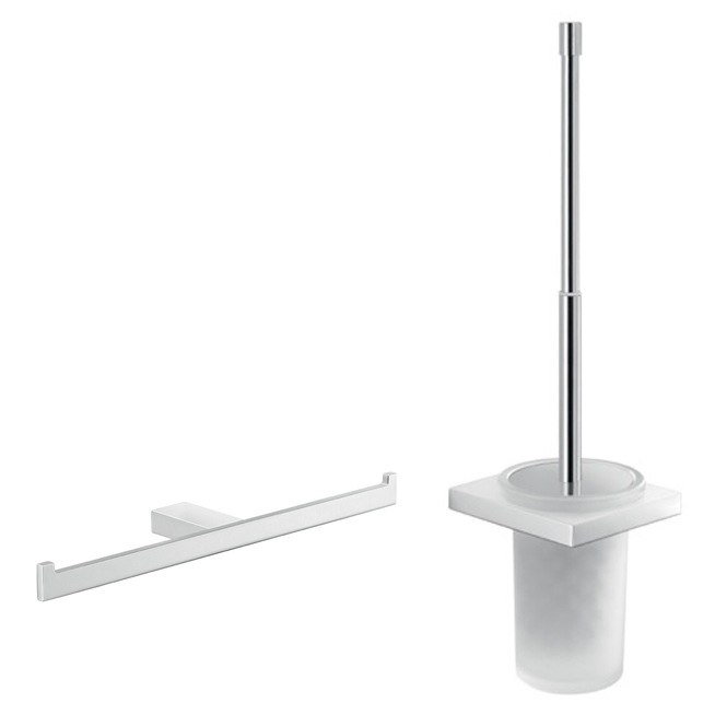 GEDY LZ500 LANZAROTE CHROME TOILET BRUSH AND TOILET PAPER HOLDER SET