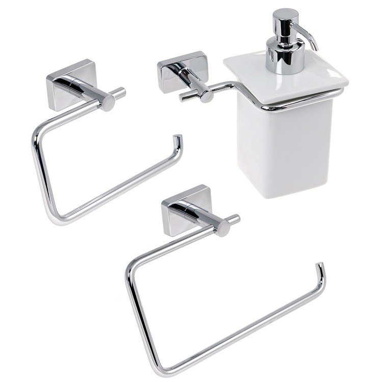 GEDY MIN1800 MINNESOTA 3 PC. WALL MOUNTED STAINLESS STEEL BATHROOM ACCESSORY SET