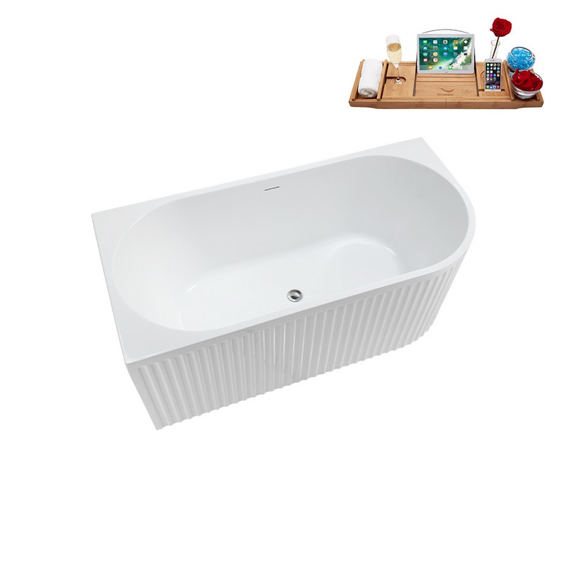 STREAMLINE N4020 59 1/8 X 28 1/4 INCH SOAKING FREESTANDING TUB IN WHITE AND TRAY WITH INTERNAL DRAIN