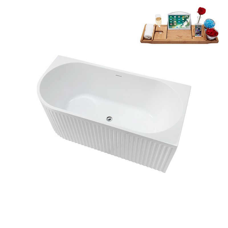 STREAMLINE N4040 59 1/8 X 28 1/4 INCH SOAKING FREESTANDING TUB IN WHITE AND TRAY WITH INTERNAL DRAIN