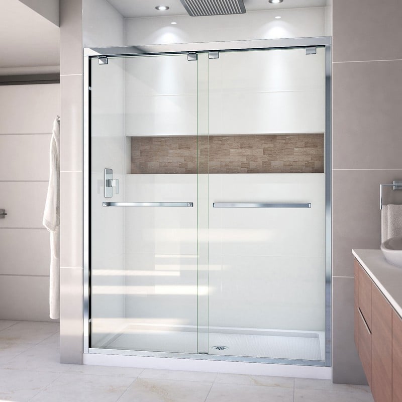 DREAMLINE DL-7005 ENCORE 32 D X 60 W X 78 3/4 H SEMI-FRAMELESS BYPASS SLIDING SHOWER DOOR AND SLIMLINE SHOWER BASE KIT