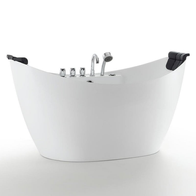 EMPAVA EMPV-59AIS11 59 X 28 3/4 INCH WHIRLPOOL FREESTANDING ACRYLIC BATHTUB WITH TUB FILLER - WHITE