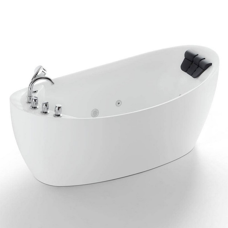 EMPAVA EMPV-67AIS02 67 X 31 INCH WHIRLPOOL FREESTANDING BATHTUB WITH TUB FILLER - WHITE
