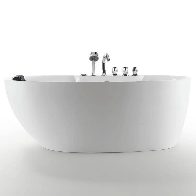 EMPAVA EMPV-67AIS13 67 X 31 1/2 INCH WHIRLPOOL FREESTANDING ACRYLIC BATHTUB WITH TUB FILLER - WHITE