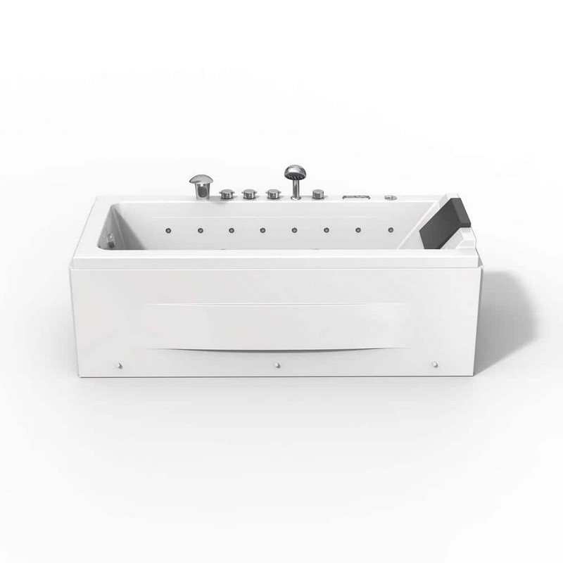 EMPAVA EMPV-67JT351LED 67 X 29 1/2 INCH WHIRLPOOL COMBINATION MASSAGE WATERFALL BATHTUB WITH TUB FILLER - WHITE