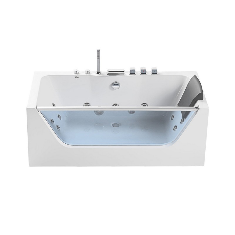 EMPAVA EMPV-67JT408LED 67 X 30 3/4 INCH WHIRLPOOL WATERFALL FAUCET HYDROMASSAGE BATHTUB WITH TUB FILLER - WHITE