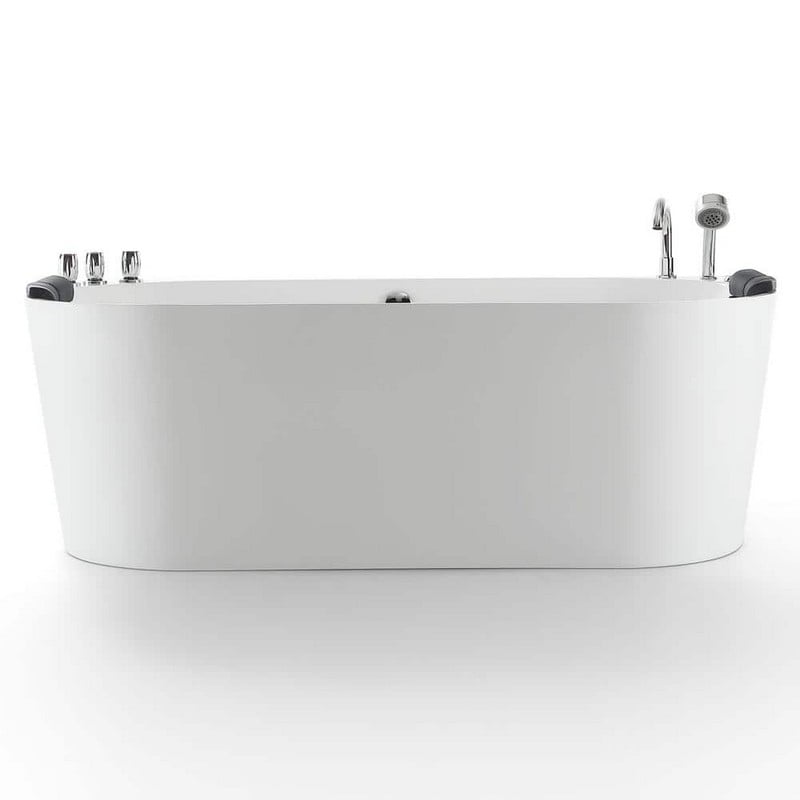 EMPAVA EMPV-71AIS08 71 X 31 1/2 INCH LUXURIOUS WHIRLPOOL ACRYLIC ALCOVE BATHTUB WITH TUB FILLER - WHITE