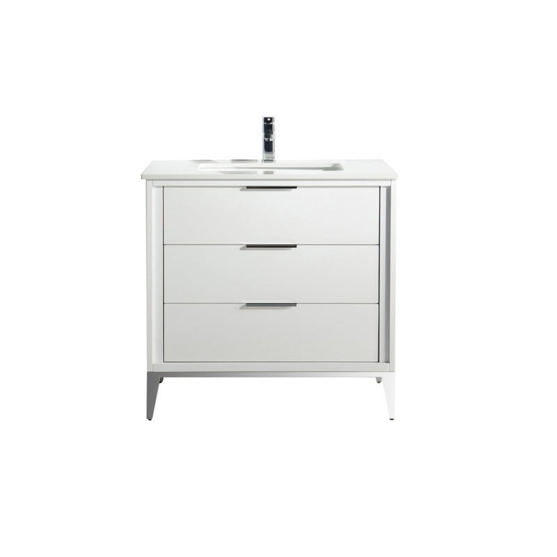 KUBEBATH KD9936 DIVANI 36 INCH FREESTANDING SINGLE SINK BATH VANITY WITH QUARTZ COUNTER TOP