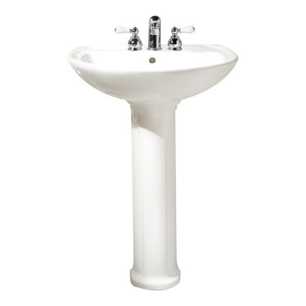 AMERICAN STANDARD 0236.411.020 CADET 20 INCH CLASSIC PORCELAIN LAVATORY AND PEDESTAL, 4 INCH CENTER TO CENTER