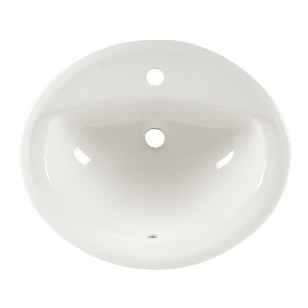 AMERICAN STANDARD 0475.047 AQUALYN 16 INCH COUNTERTOP SELF RIMMING PORCELAIN SINK, CENTER HOLE ONLY
