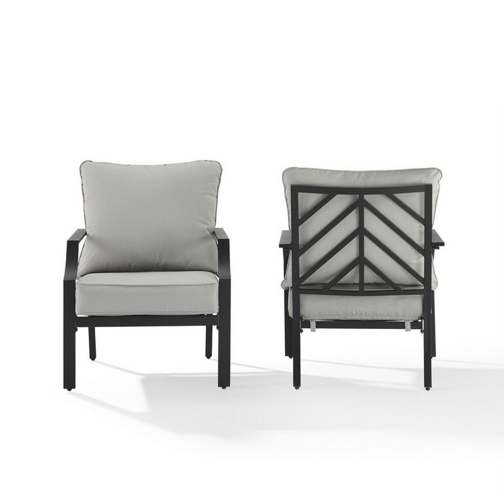 CROSLEY CO6293MB-GY OTTO 27 INCH 2-PIECE OUTDOOR CHAIR SET IN GRAY AND MATTE BLACK