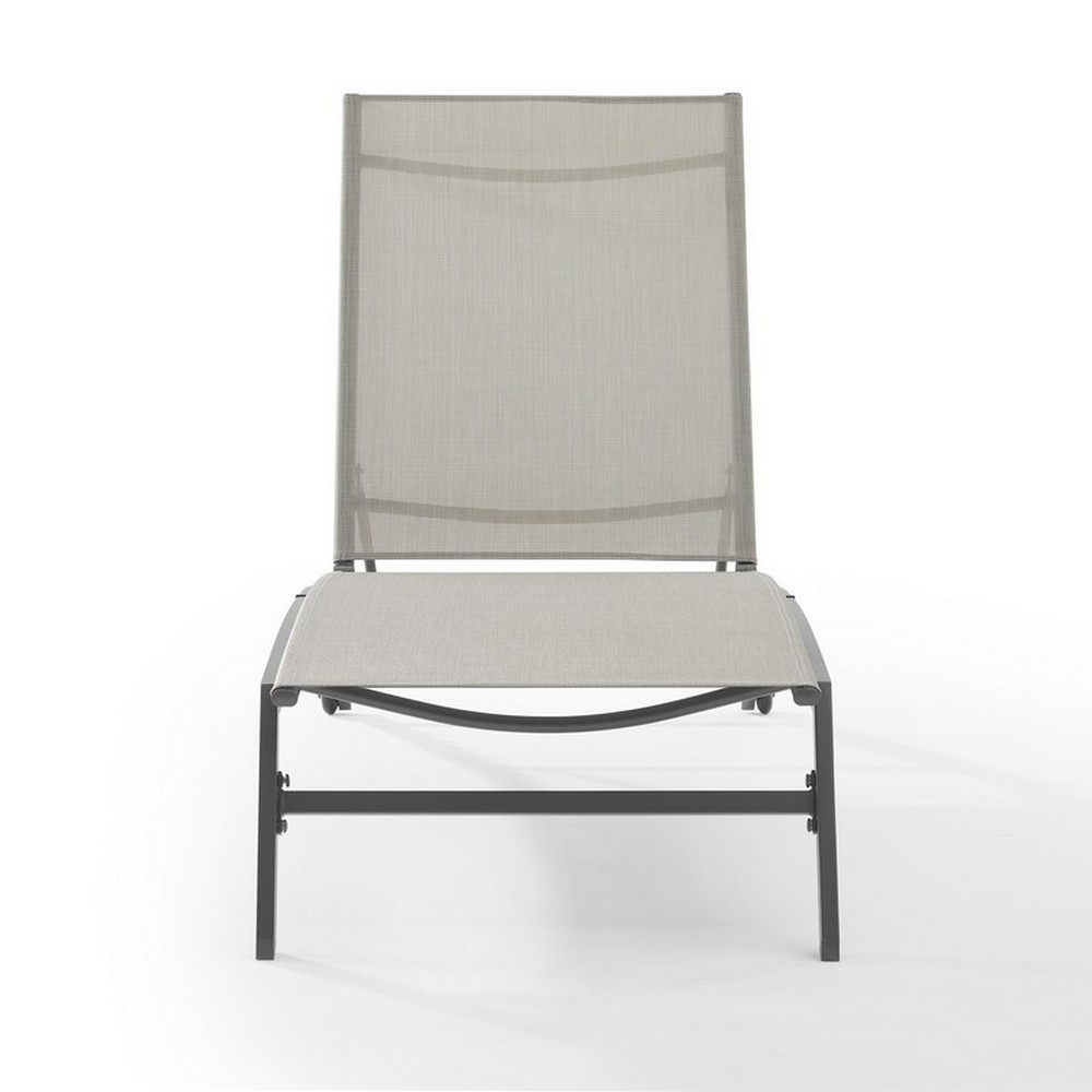CROSLEY CO6310MB-LG WEAVER 24 3/4 INCH OUTDOOR CHAISE LOUNGE IN LIGHT GRAY AND MATTE BLACK