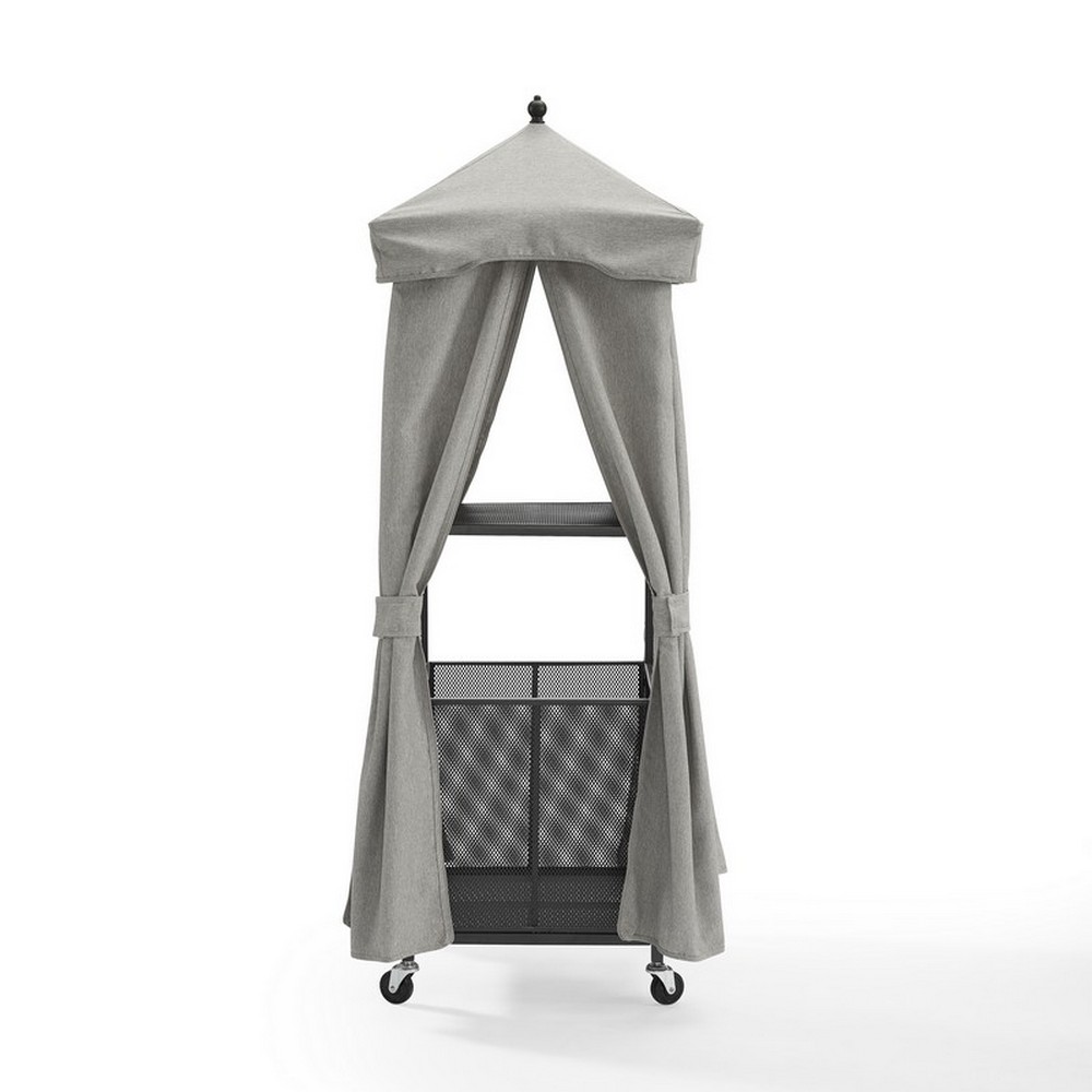 CROSLEY CO7309MB-GY GRADY 26 1/4 INCH OUTDOOR STORAGE TOWEL VALET IN GRAY AND MATTE BLACK