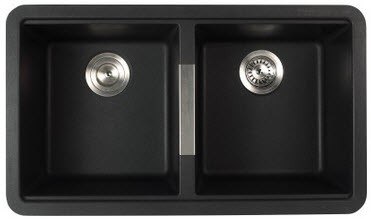 Kraus Kgu 434b Quarza 33 Inch Undermount 50 50 Granite Double Bowl Black Onyx Kitchen Sink