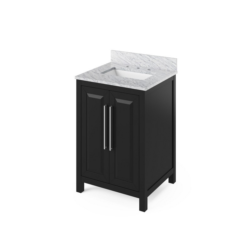 HARDWARE RESOURCES VKITCAD24R JEFFREY ALEXANDER 2ND GEN CADE 24 INCH VANITY WITH CARRARA MARBLE VANITY TOP AND UNDERMOUNT RECTANGLE BOWL
