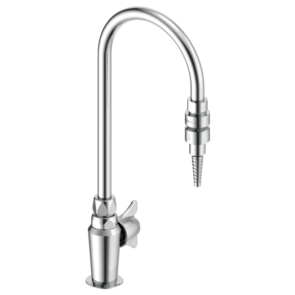 DELTA W6601-9 COMMERCIAL 15 7/8 INCH SINGLE HOLE DECK MOUNT LABORATORY FAUCET WITH COLD WATER INDEX ONE LEVER BLADE HANDLE AND SERRATED NOZZLE SPOUT - CHROME