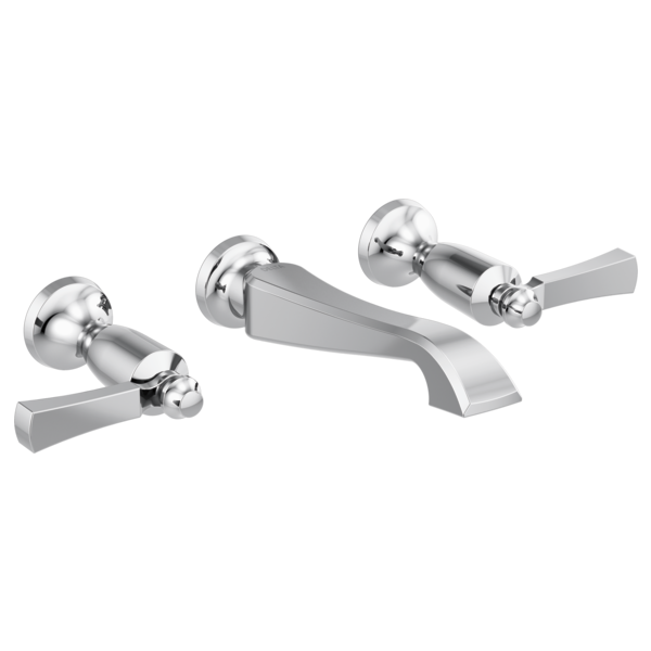 DELTA T3556LF-WL DORVAL 1 7/8 INCH THREE HOLE TWO LEVER HANDLE WALL MOUNT BATHROOM FAUCET WITH TRIM