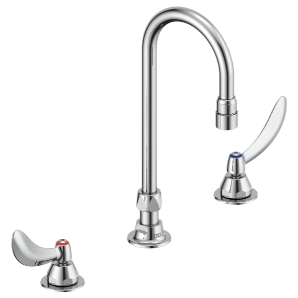 DELTA 23C654 COMMERCIAL 12 INCH THREE HOLES WIDESPREAD 0.5 GPM TWO BLADE HANDLES CERAMIC DISC BATHROOM FAUCET - CHROME