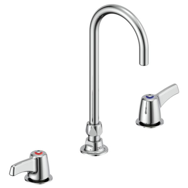DELTA 23C673 COMMERCIAL 12 INCH THREE HOLES WIDESPREAD 1 GPM TWO LEVER BLADE HANDLES CERAMIC DISC BATHROOM FAUCET - CHROME