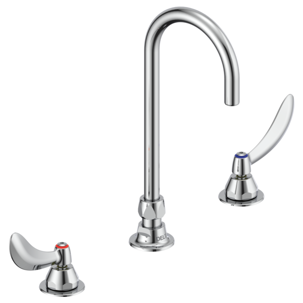 DELTA 23C674 COMMERCIAL 12 INCH THREE HOLES WIDESPREAD 1 GPM TWO BLADE HANDLES CERAMIC DISC BATHROOM FAUCET - CHROME