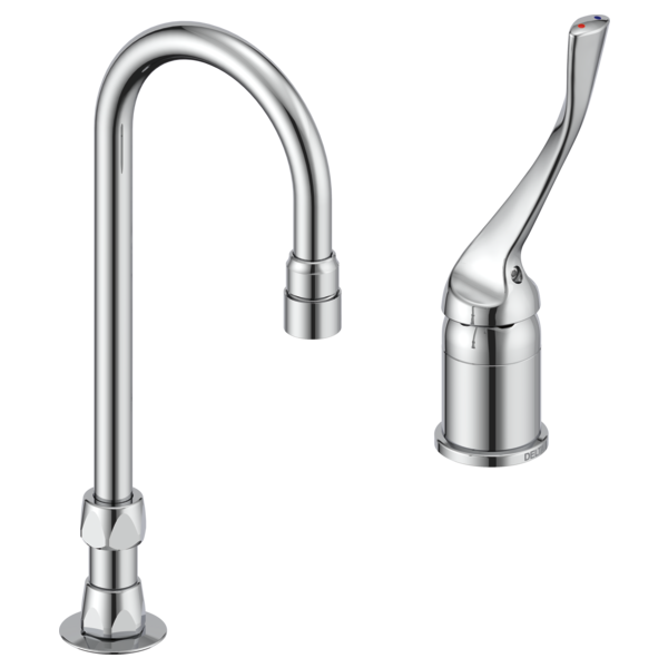 DELTA 24T2633 COMMERCIAL 12 1/8 INCH TWO HOLES WIDESPREAD 1.5 GPM SINGLE LEVER HANDLE BATHROOM FAUCET WITH VANDAL RESISTANT AERATOR - CHROME