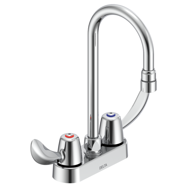 DELTA 27C4842 COMMERCIAL 11 3/4 INCH TWO HOLES CENTERSET 1.5 GPM TWO HOODED BLADE HANDLES CERAMIC DISC BATHROOM FAUCET - CHROME