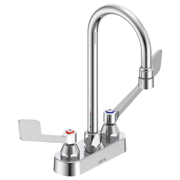 DELTA 27C4845 COMMERCIAL 11 3/4 INCH TWO HOLES CENTERSET 1.5 GPM TWO INDICATED BLADE HANDLES CERAMIC DISC BATHROOM FAUCET - CHROME