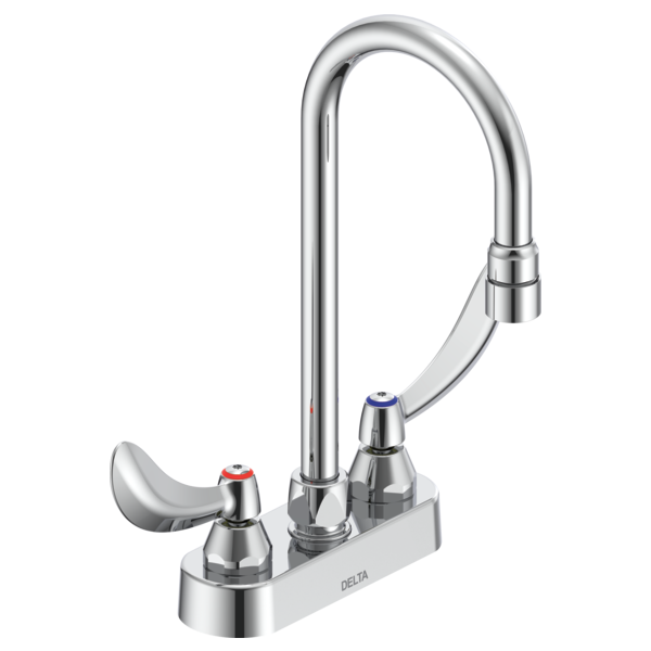 DELTA 27C4854 COMMERCIAL 11 3/4 INCH TWO HOLES CENTERSET 0.5 GPM TWO LEVER BLADE HANDLES CERAMIC DISC BATHROOM FAUCET - CHROME