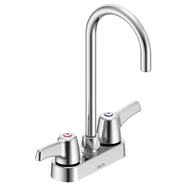 DELTA 27C4873 COMMERCIAL 11 3/4 INCH TWO HOLES CENTERSET 1 GPM TWO LEVER BLADE HANDLES CERAMIC DISC BATHROOM FAUCET - CHROME