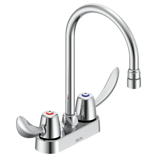 DELTA 27C4922 COMMERCIAL 11 5/8 INCH TWO HOLES CENTERSET 1.5 GPM TWO HOODED BLADE HANDLES CERAMIC DISC BATHROOM FAUCET - CHROME
