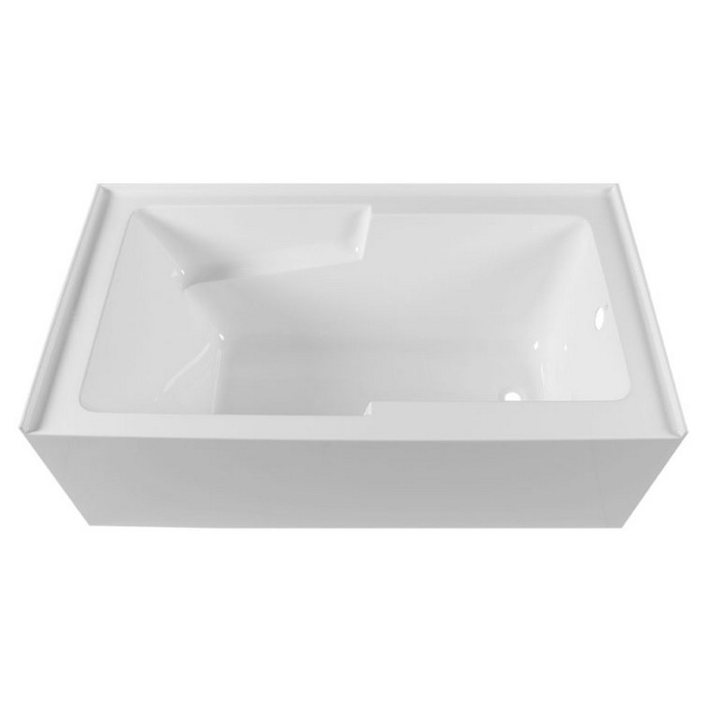 DAKOTA SINKS DST-ALC01W SIGNATURE 60 X 32 INCH ALCOVE RECTANGLE SOAKER ACRYLIC BATHTUB WITH LUMBAR SUPPORT, ARMRESTS AND INTEGRAL SKIRT - WHITE