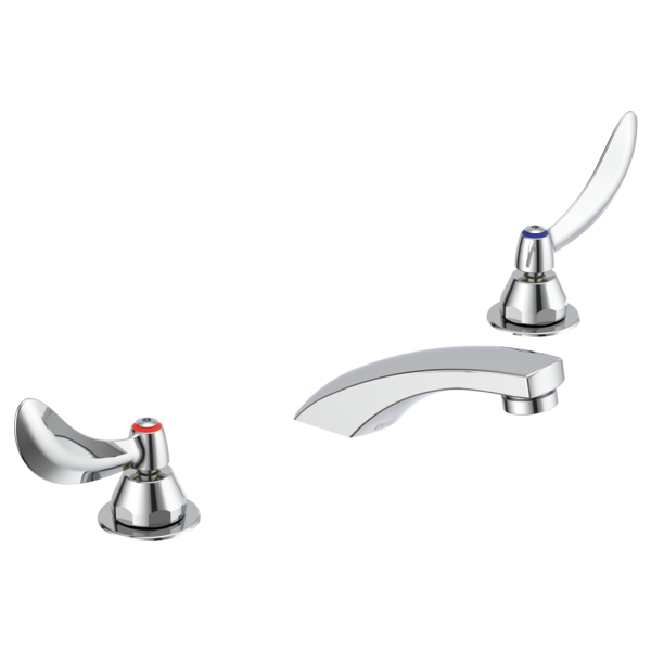 DELTA 23C334 COMMERCIAL 3 3/4 INCH THREE HOLES AND 1.5 GPM WIDESPREAD BATHROOM FAUCET WITH TWO BLADE HANDLES AND VANDAL RESISTANT AERATOR - CHROME