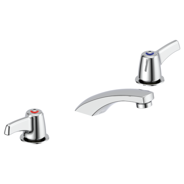DELTA 23C343 COMMERCIAL 2 5/8 INCH THREE HOLES AND 1.5 GPM WIDESPREAD BATHROOM FAUCET WITH TWO LEVER HANDLES - CHROME