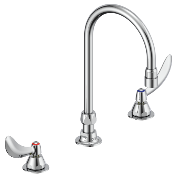 DELTA 23C644-R4 COMMERCIAL 10 INCH THREE HOLES AND 1.5 GPM WIDESPREAD BATHROOM FAUCET WITH TWO BLADE HANDLES - CHROME