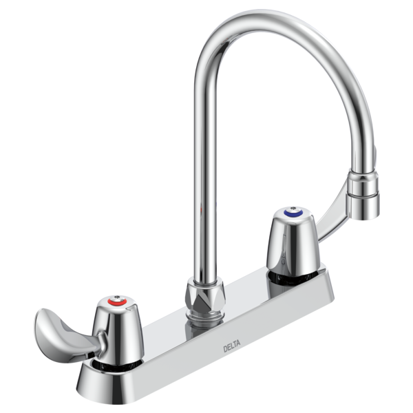 DELTA 26C3952 COMMERCIAL 11 5/8 INCH TWO HOLES WIDESPREAD WITH CER-TECK CERAMIC STRUCTURES AND TWO HOODED BLADE LEVER HANDLES BATHROOM FAUCET - CHROME