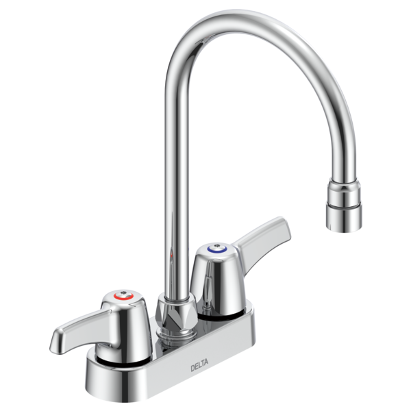 DELTA 27C4943 11 5/8 INCH THREE HOLES AND DOUBLE HANDLES BATHROOM FAUCET WITH GOOSENECK SPOUT - CHROME