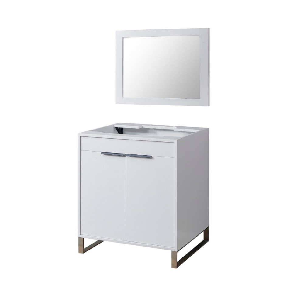 DIRECT VANITY SINK 32S5-W-M LUCA 32 INCH FREESTANDING BATHROOM VANITY CABINET ONLY IN WHITE WITH MIRROR