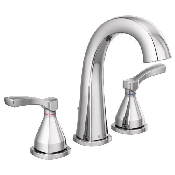 DELTA 35775-MPU-DST STRYKE 7 3/8 INCH TWO LEVER HANDLES WIDESPREAD BATHROOM SINK FAUCET WITH POP-UP DRAIN
