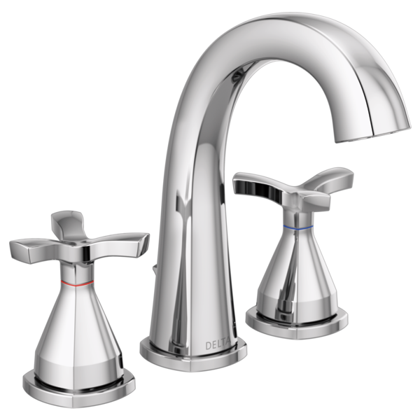 DELTA 357756-MPU-DST STRYKE 7 3/8 INCH TWO CROSS HANDLES WIDESPREAD BATHROOM FAUCET WITH POP-UP DRAIN