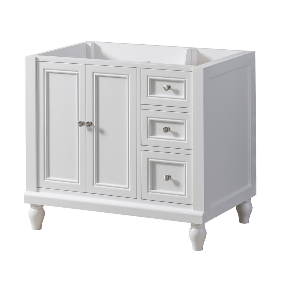 DIRECT VANITY SINK 36S9L-W CLASSIC 36 INCH FREESTANDING BATHROOM VANITY CABINET ONLY IN WHITE