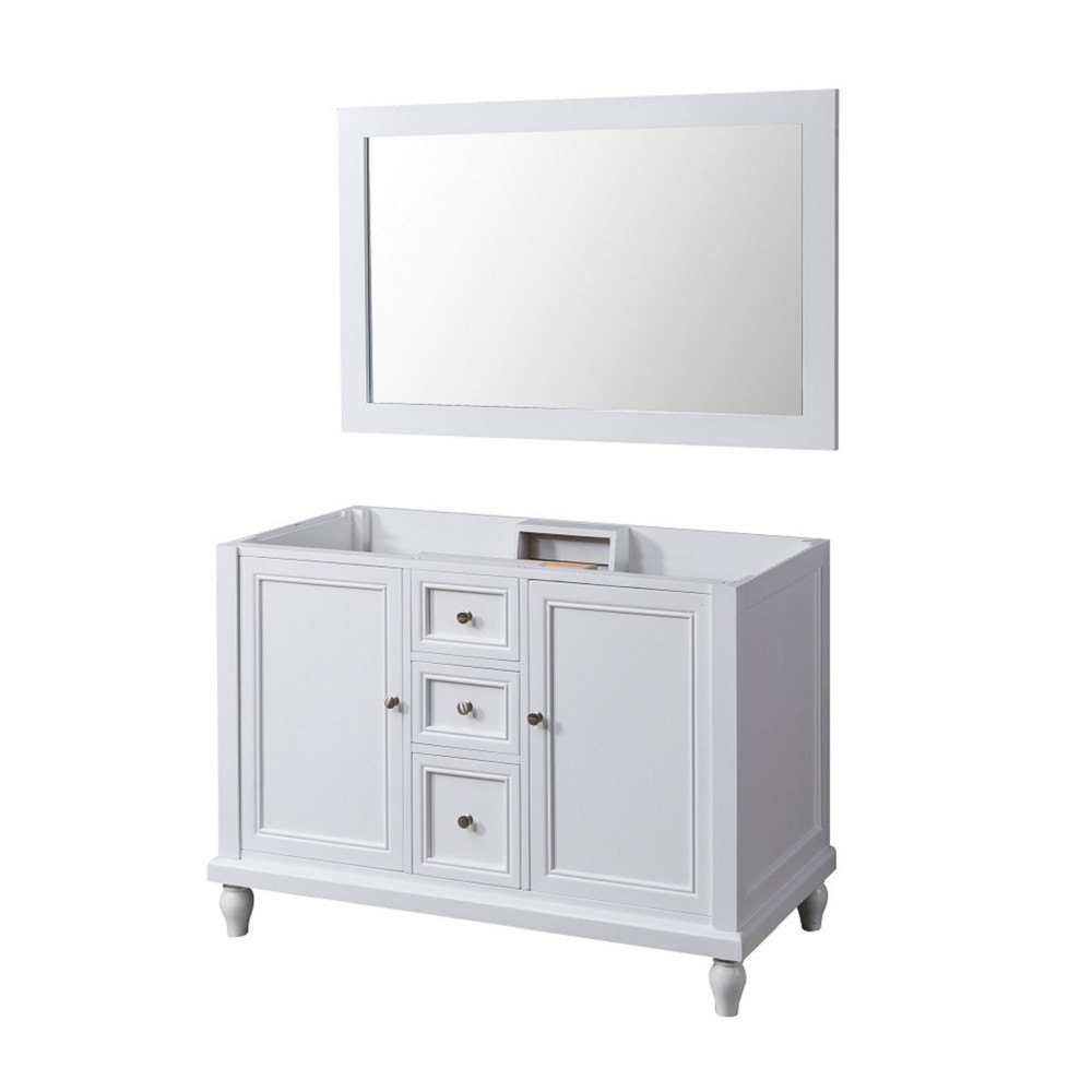 DIRECT VANITY SINK 48D9-W-M CLASSIC 48 INCH FREESTANDING BATHROOM VANITY CABINET ONLY AND MIRROR IN WHITE