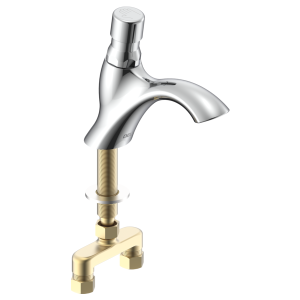 DELTA 87T110 6 INCH SINGLE HOLE DECK MOUNT PUSH BUTTON METERING BATHROOM FAUCET WITH VANDAL RESISTANT AERATOR - CHROME
