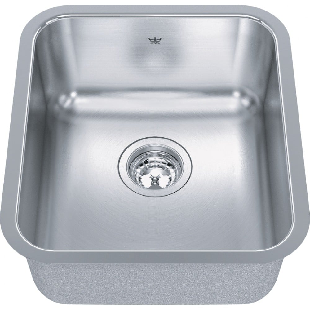 KINDRED QSUA1816-8N STEEL QUEEN 15 3/4 X 17 3/4 INCH RECTANGULAR STAINLESS STEEL 20 GAUGE UNDERMOUNT KITCHEN SINK