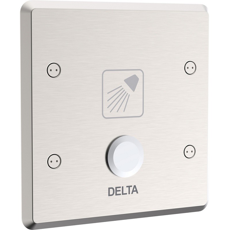 DELTA 860T106 COMMERCIAL PUSH BUTTON HARDWIRE METERING ELECTRONIC SHOWER SYSTEM WITH 4 INCH CONTROL BOX AND LESS SHOWER OUTLET SUPPLY - CHROME