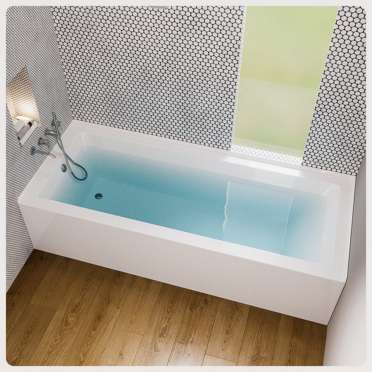 EVIVA EVTB3215-60WH NOVA 60 INCH ACRYLIC ALCOVE BATHTUB WITH DRAIN IN WHITE