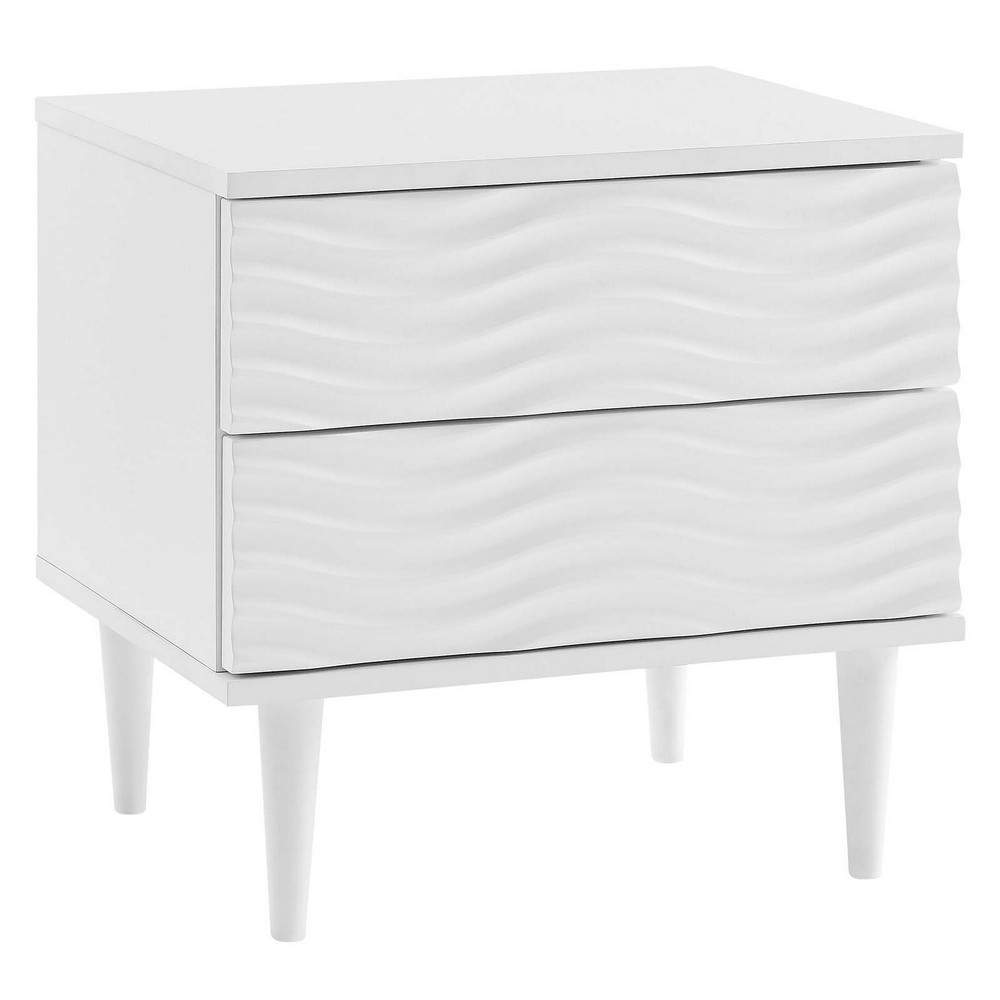 MODWAY MOD-7079-WHI WAVELET 19 INCH 2-DRAWER NIGHTSTAND IN WHITE